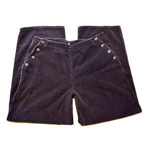 Vintage J.Jill Corduroy Pants, Sailor Button Front Panel Women's Size 14 Tall